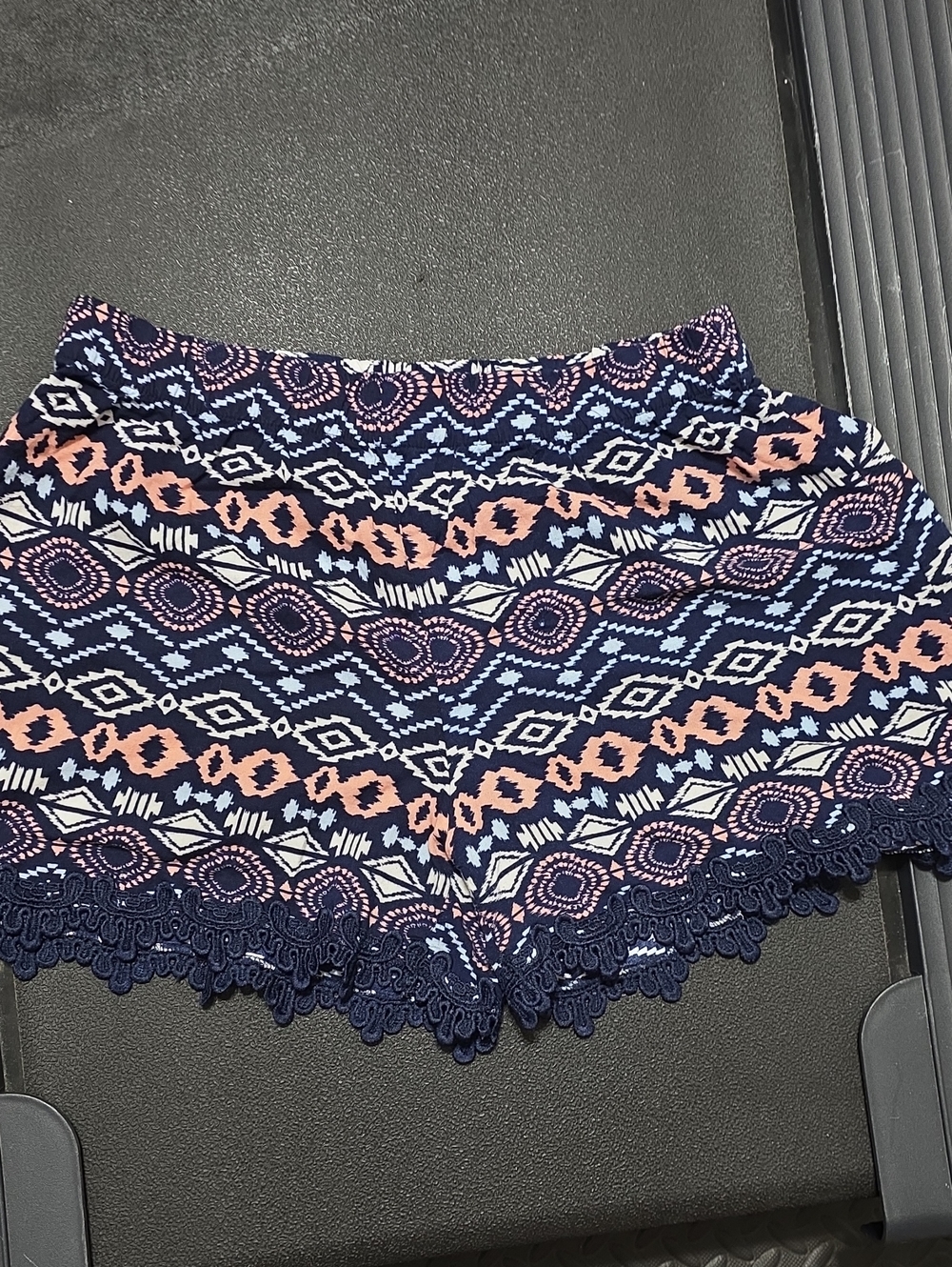 just be Navy, Pink & White Aztec Lace-Trim Sleep Shorts